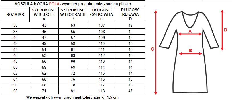 wymiary koszulki pola